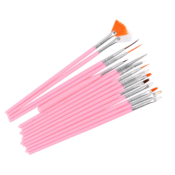 15 st/ set Nail Art Liner Pensel Akryl UV Gel Ritning Målning Penna Manicure Tool (Rosa)