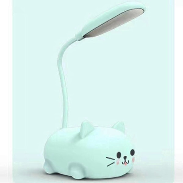 LED Skrivebordslampe til Børn, Sød Kat Lampe USB Genopladelig Læselampe, Bærbar LED Bordlampe (Blå)_SZXM