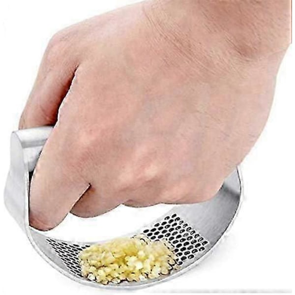 Hvidløgspresser Rocker - Hvidløgshakker i rustfrit stål, Ny Innovativ Hvidløgshakker til at knuse hvidløg (Imperial Silver)_SZXM