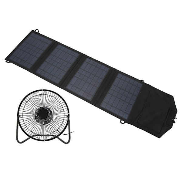 Bærbar solcelledrevet ventilator 14W 8 tommer dobbelt USB opladningstelefonventilator til udendørs picnic