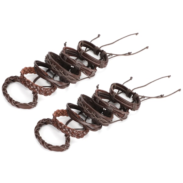 2 set retro flätade armband handledsband ko split läder handgjord dekoration för man