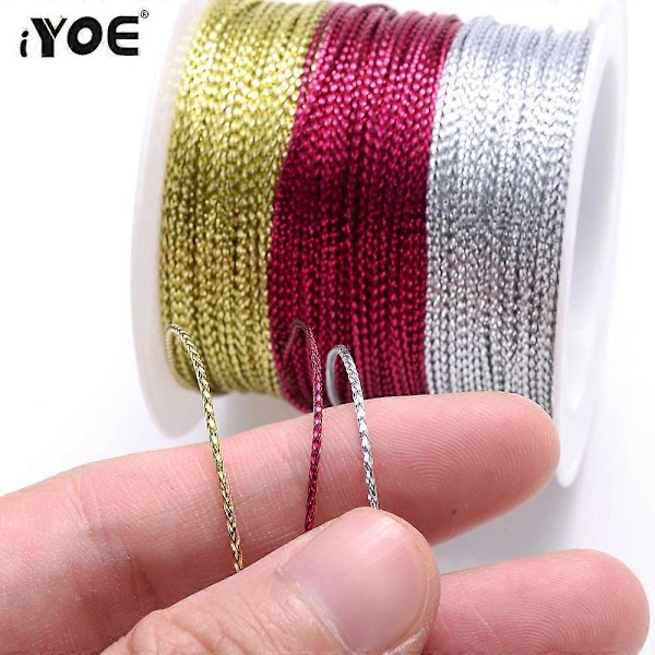 1mmx20m Guldfärgad Nylonlina för DIY Tofs Juldekoration Halsband Snodd Vävd Tråd för Hängen kungsblå