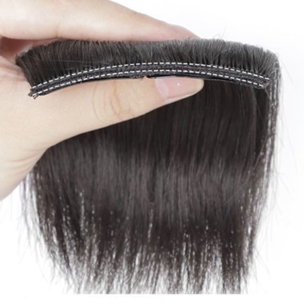 Rett hårstykke 11,8 tommer lengde fortykket fluffy lett vekt elastisk klips kvinne hårstykke for fest bursdag cosplay brunsvart 11,8 tommer