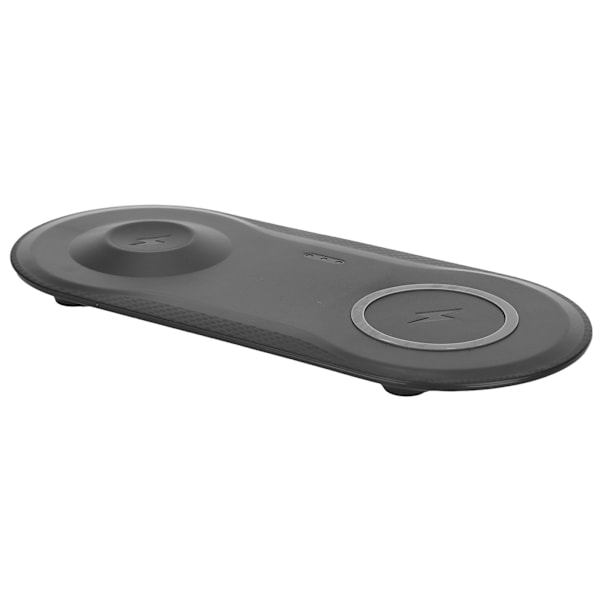 2-in-1 langaton laturi matkapuhelin kello työpöydän latausalusta pohjalevy USB-kaapelilla musta