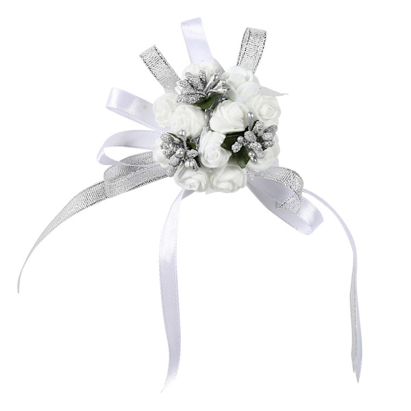 Vakkert håndbånd Blomst Brudebrudepike håndledd Corsage Prom bryllupsdekorasjoner (sølv)