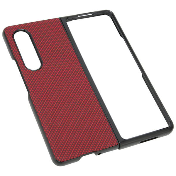 Fodral för vikbar mobiltelefon, fullständigt skydd för Galaxy Z Fold 3, kolfiberstruktur, röd