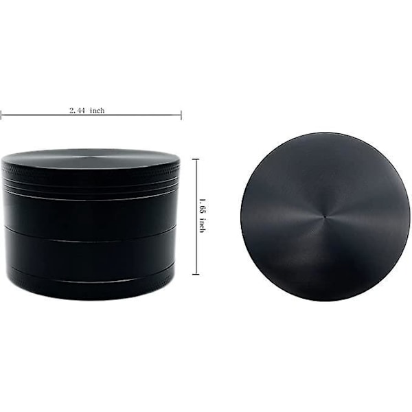 Stor 2.4\" (63mm) Kryddkvarn i Zinklegering i 4 Delar Svart (Svart)
