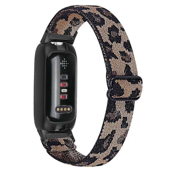 Fitbit Inspire 3 Nylon Flätad Solo Loop Sport Watch Band - Svart Leopardmönster