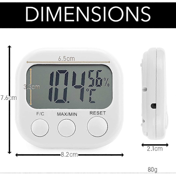 Indendørs Termometer Hygrometer - Høj Præcision - Digital Temperatur- og Fugtighedsindikator