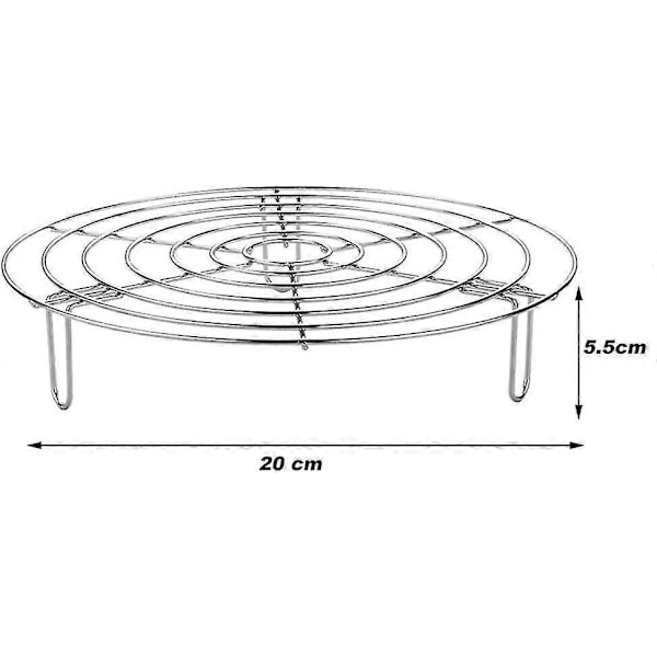 Dampstativ i rustfrit stål, rundt madlavningsstativ i rustfrit stål, dampstativ, madlavnings- og kølestativer til dampning, køling og madlavning (20*5,5 cm)