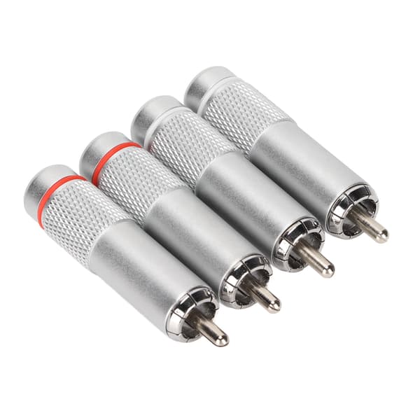 4 stk. RCA lydstik DIY forkromet lavt tab svejsning RCA hanstik til professionelt lydudstyr