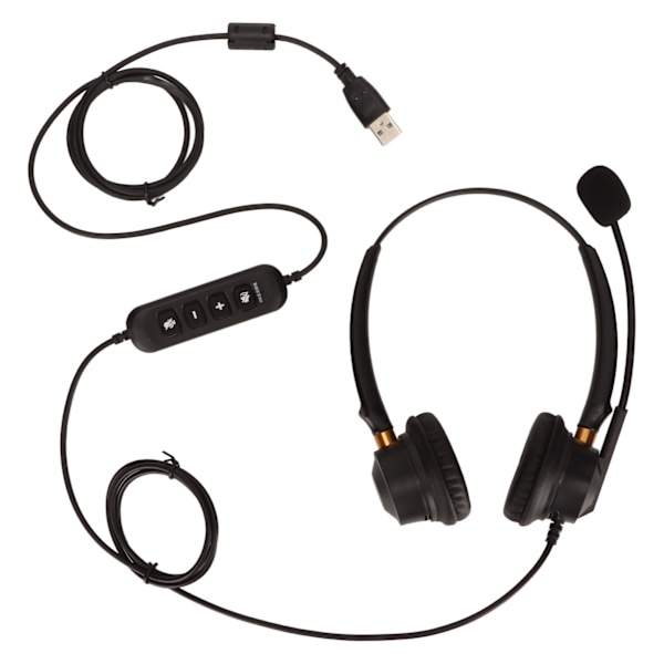 Telefonheadset ENC aktiv brusreducering dubbla öronvolym justerbar mute-kontroll USB affärsheadset