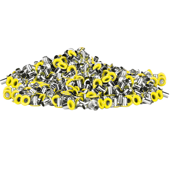 500 st mässingsöljetter 2 mm innerhål färgglada öljetter kit för kläder skor väska DIY hantverk gul