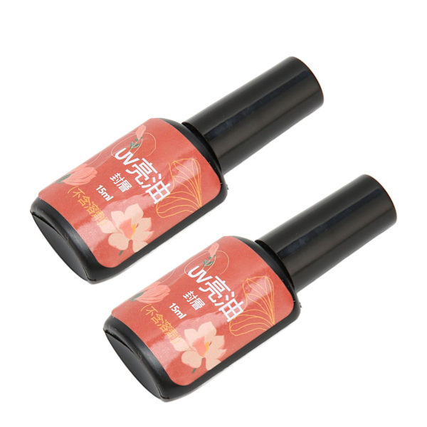 2 stk. 15 ml neglelak top coat transparent slidstærk ridsefast lækagesikker top coat til neglelak