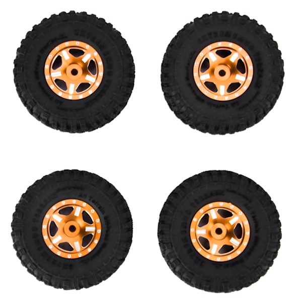 4 st 1 tum gummidäck aluminiumfälgar passar för Axial SCX24 90081 AXI00001 AXI00002 1/24 Crawler CarGold