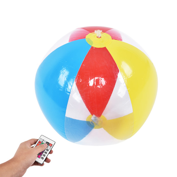 Strandboll 40cm Flytande Uppblåsbar Poolleksak Vattentät med LED-ljus för Fest Pool Dekoration Trädgård