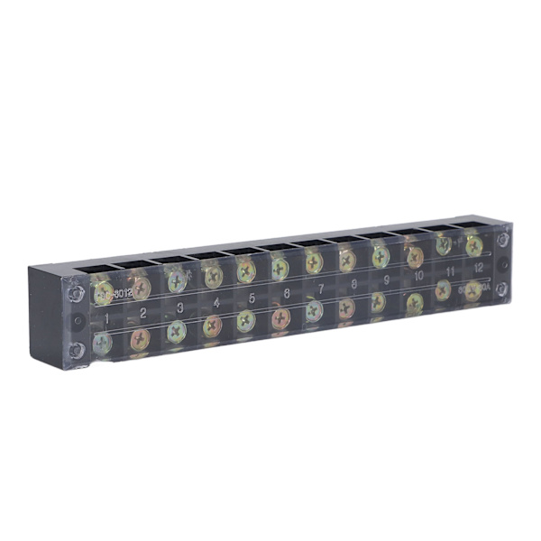 Kopplingslist Dubbla rader Högströmsskruvplint med cover för power 60A 600V 12 positioner (6012)
