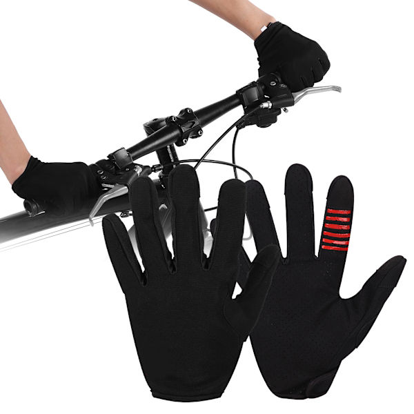 Ridhandskar Unisex Motorcykel Helt Finger Skyddande Andningsbar Handkläder för Pekskärm Svart XL