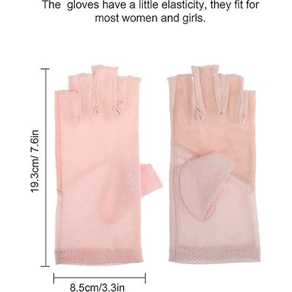 Solcreme Fingerless Handsker til Kvinder - Skridsikre Sommer UV-Beskyttende Kørehandsker (Pink)