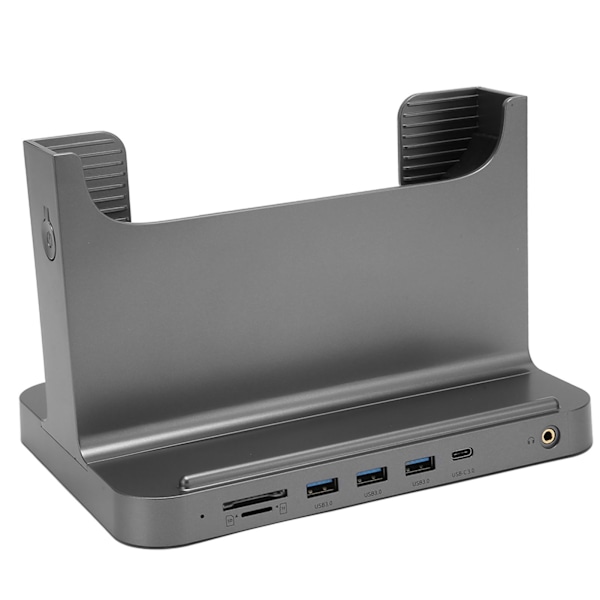 Vertikal PC-ställ 8 i 1 Dockningsstation Stabil Signalöverföring Mini PC-ställ för OS X Office Interface Expansion Space Grey