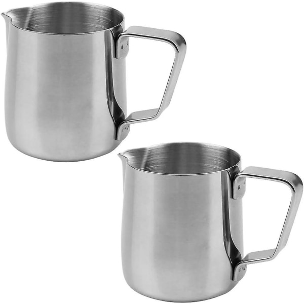 2-delt rustfrit stål 150 ml mælkekandesæt til cappuccino og espresso - sølv