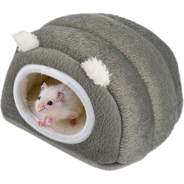 Vinterhus for hamster, grått kjæledyr, koselig og varm seng egnet for små dyr, marsvinnrede, pinnsvin, gerbil, rotte
