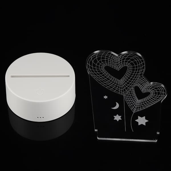 4.5V USB 3D Illusion Visuel Romantisk Natlampe 7 Farver Touch Bordlampe (Hvid Base)