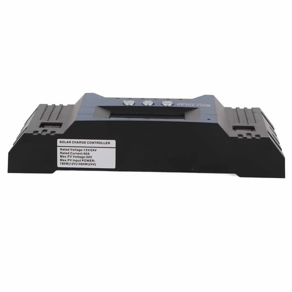 12V 24V Solar ladekontroller regulator 4 USB-porter 5V 2.5A Parameter justerbar LCD-skjerm for hjem, bobil, båt 60A