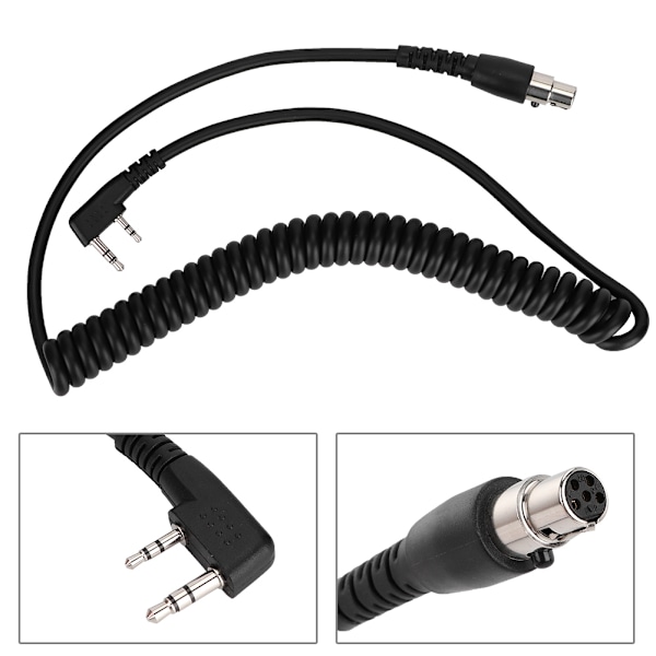 2-polet til 5-polet spolekabel til Kenwood/HYT/Baofeng/Relm tovejsradioer og headsets