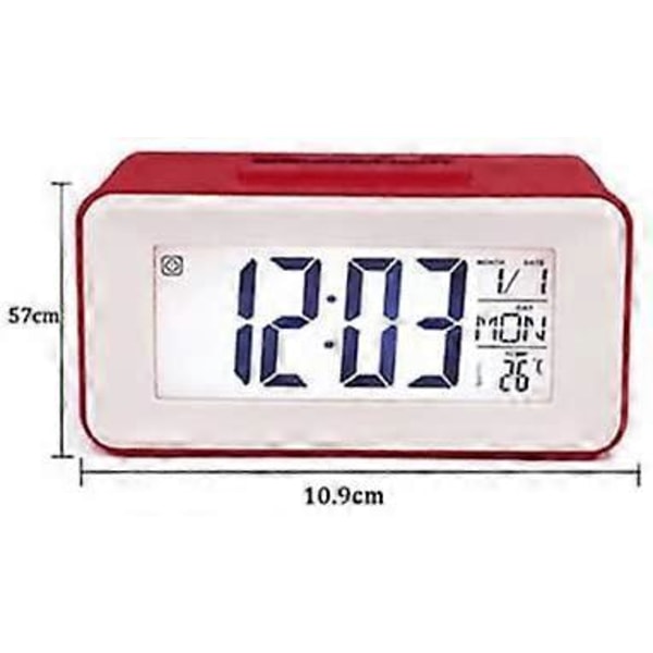 LED Digital Väckarklocka Elektronisk Digital Alarm Skärm Skrivbordsklocka för Hemmakontor Bakgrundsbelysning Snooze Bordsklockor (Färg : Röd)
