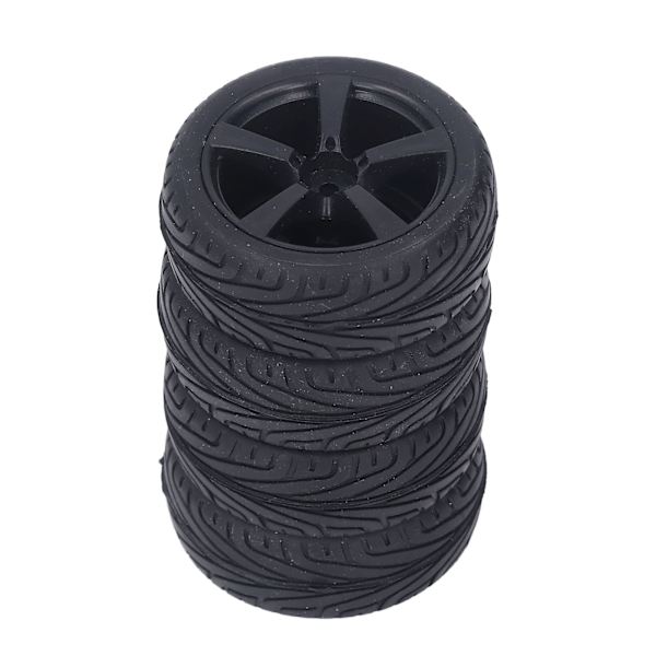 4 stk. 1/10 skala RC hjul og dæk plastik fælg gummidæk hud til 1/10 RC bil B dæk