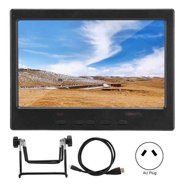 7-tommers TFT LCD-skjerm 1024x600 16:9 300cd m-skjerm Passer til Raspberry Pi 4B 100-240V (AU-plugg)
