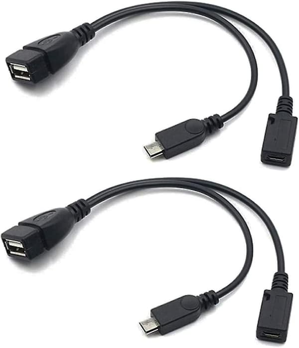 2-pak Auvipal Micro USB OTG-adapter med strømkabel til Firestick, PlayStation Classic og mere