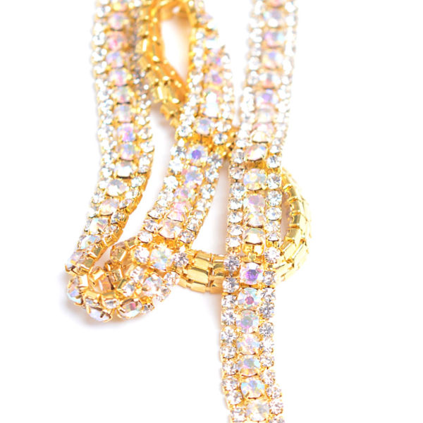 3 rader diamantnett wrap rull glitrende krystallrhinestonebånd bryllupskjoledekorasjon