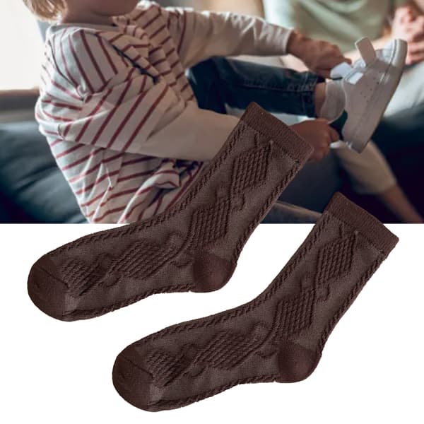 Børne Crew Sokker til Piger Bomuld Komfortable Varme Retro Preppy Mid-Calf Crew Sokker til Vinter Efterår Kaffe M