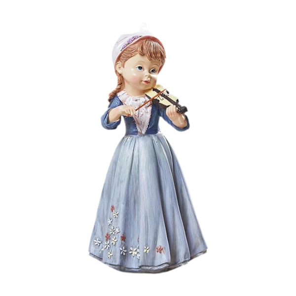 Violinpige Statue Rustik Bordplade Ornament til Pejs Stue Kontor-Lilla- Lilla