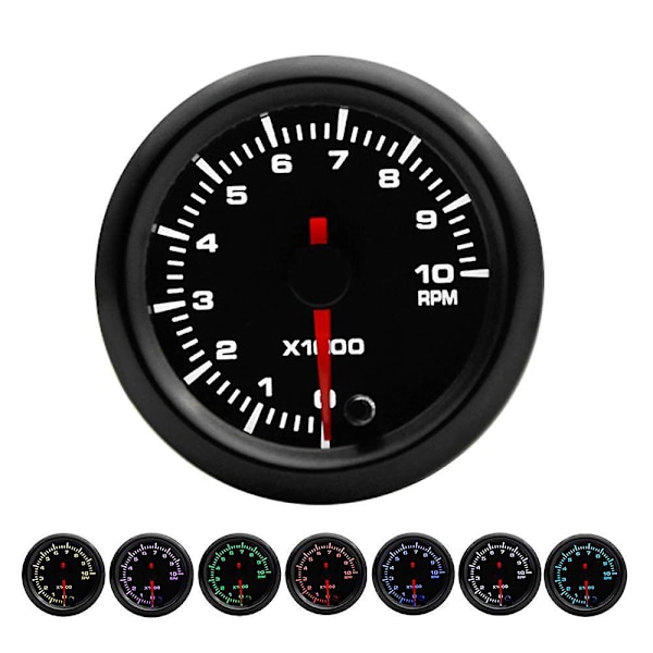 52mm Motor Pekare Bil Auto Mätarsats Varvräknare RPM LED Ljusindikator 7 Färger Universal