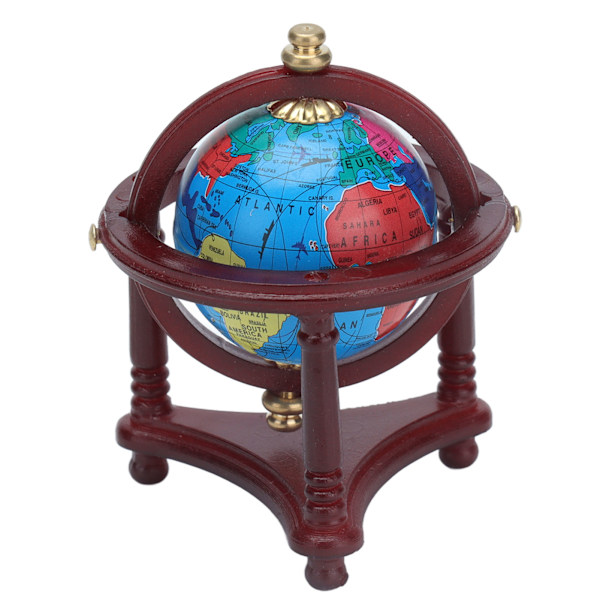 Dockhus Globe Modell Pedagogisk Simulering 1:12 Miniatyr Världsklot Tillbehör med Stativ