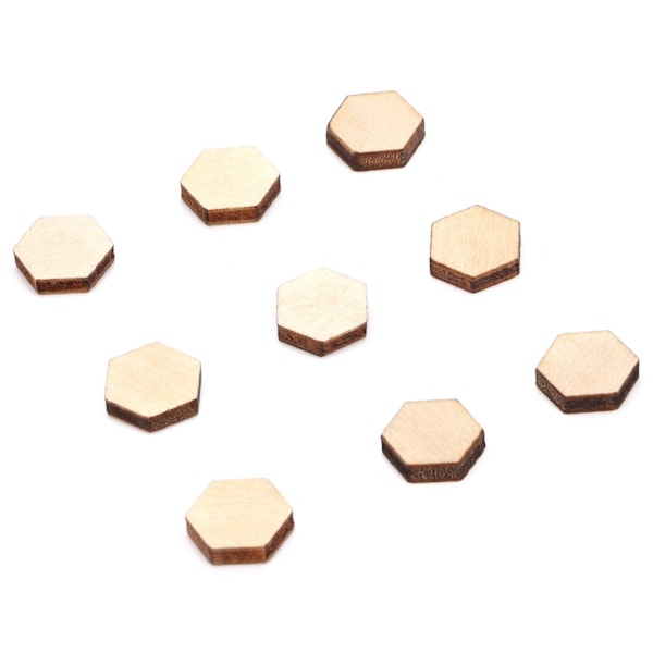 600 st träblock 0,4 tum robusta hållbara säkra Doodle-dekoration träflis hexagon för födelsedag bröllop