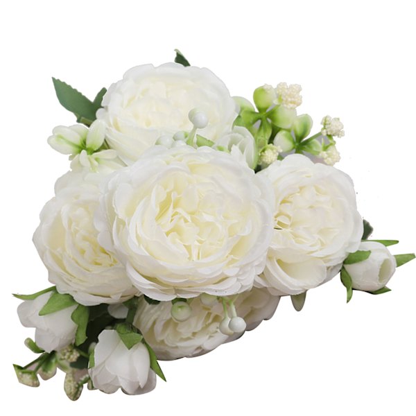 3 buketter 5 hoveder kunstige persiske roser bryllup håndbundet rose blomsterbuket stue hjem dekoration hvid