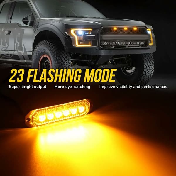 4 stk. Nødblinklys Ravfarvede Blinklys LED Advarselslamper 12/24V til Bil Lastbil Trailer (CB-01)