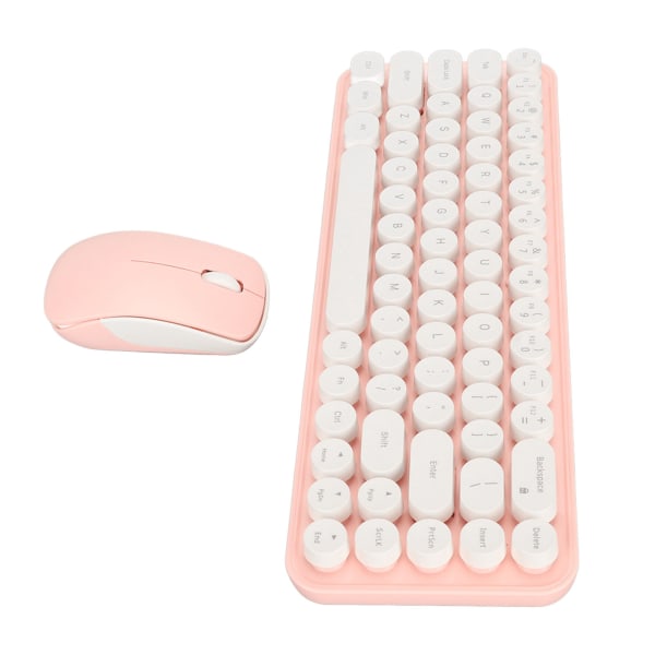 Skrivemaskin Tastatur og mus Combo 68 taster 2,4 GHz Stabil overføring Batteridrevet Retro skrivemaskintastatur for Windows Hvit Rosa