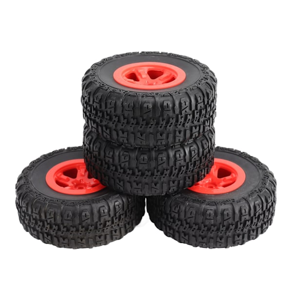 4 stk. RC-hjul og dekk for RC Short Course Truck-dekk for Traxxas SLASH 1/10 RC-bil, rød