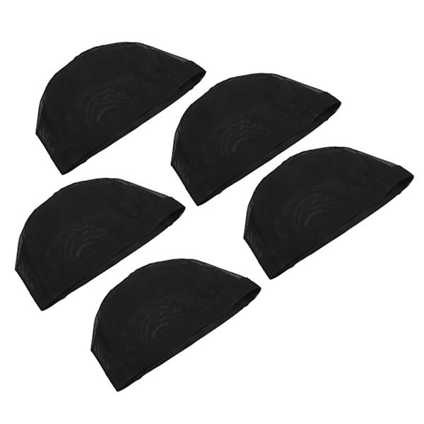 5 st cap Sträckbar nylon andningsbar cap för långt kort rakt lockigt hår