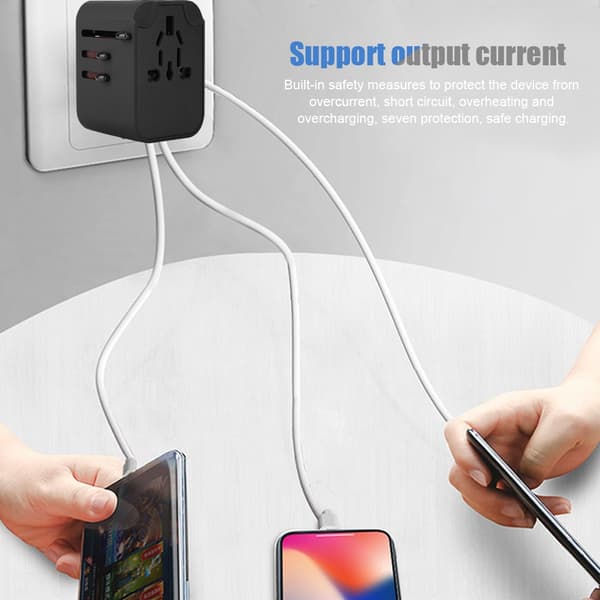 4 USB 3.5A Universal Reiseadapter Elektriske Plugger Stikkontakter Omformeradapter (100-250V)