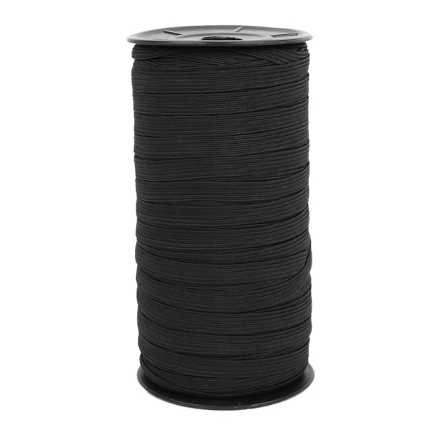 8 mm 100 jaardin kuminauha ompelutarvike Litteäneulottu elastinen askartelu vaatteisiin Tee itse (musta)
