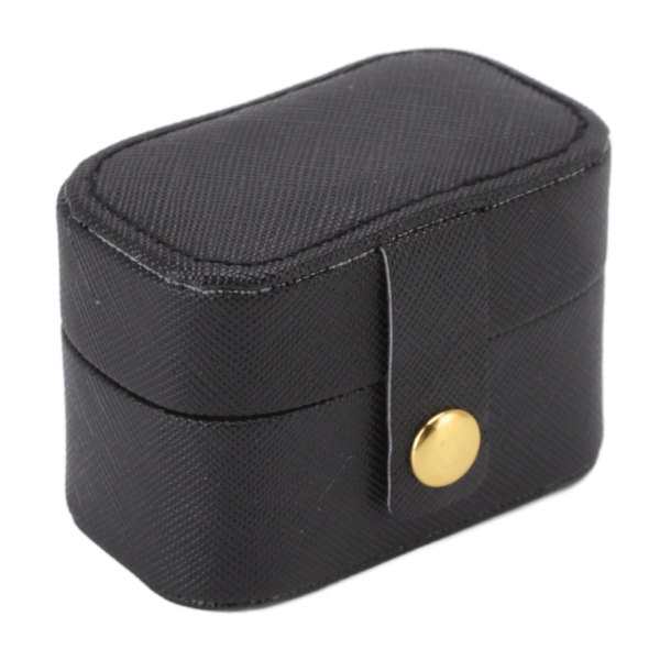 Mini Ring Förvaringslåda PU Läder Liten Smyckeskrin Organizer Liten Resa Örhänge Väska Svart