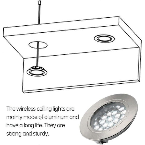 6 stk. LED Innfelte Downlights, LED Innfelte Spotlights Tak, Taklampe Ultratynn Lys Sterk Trådløs