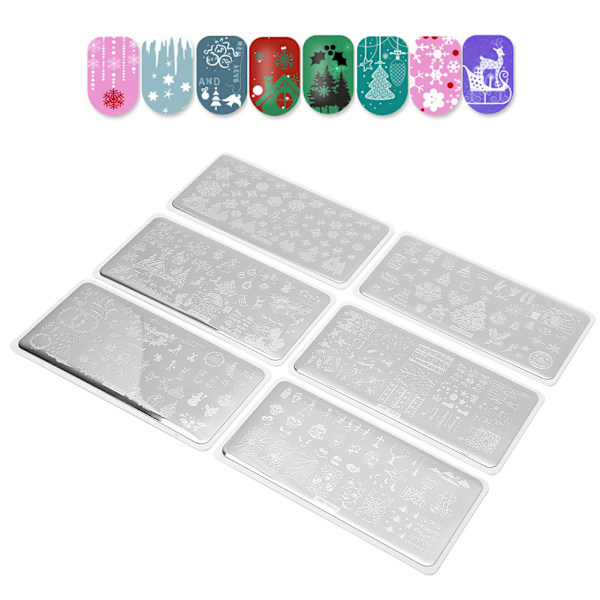 6 stk. neglekunst-stempling Manikyr DIY-malbildeplate vaskbar