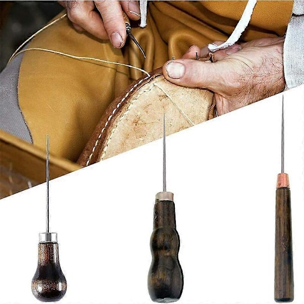 Läder Syl Sömnadsverktyg, Läder Syl, Träsyl, För Lädersömnad, Läder Handgjort DIY, 3 Former